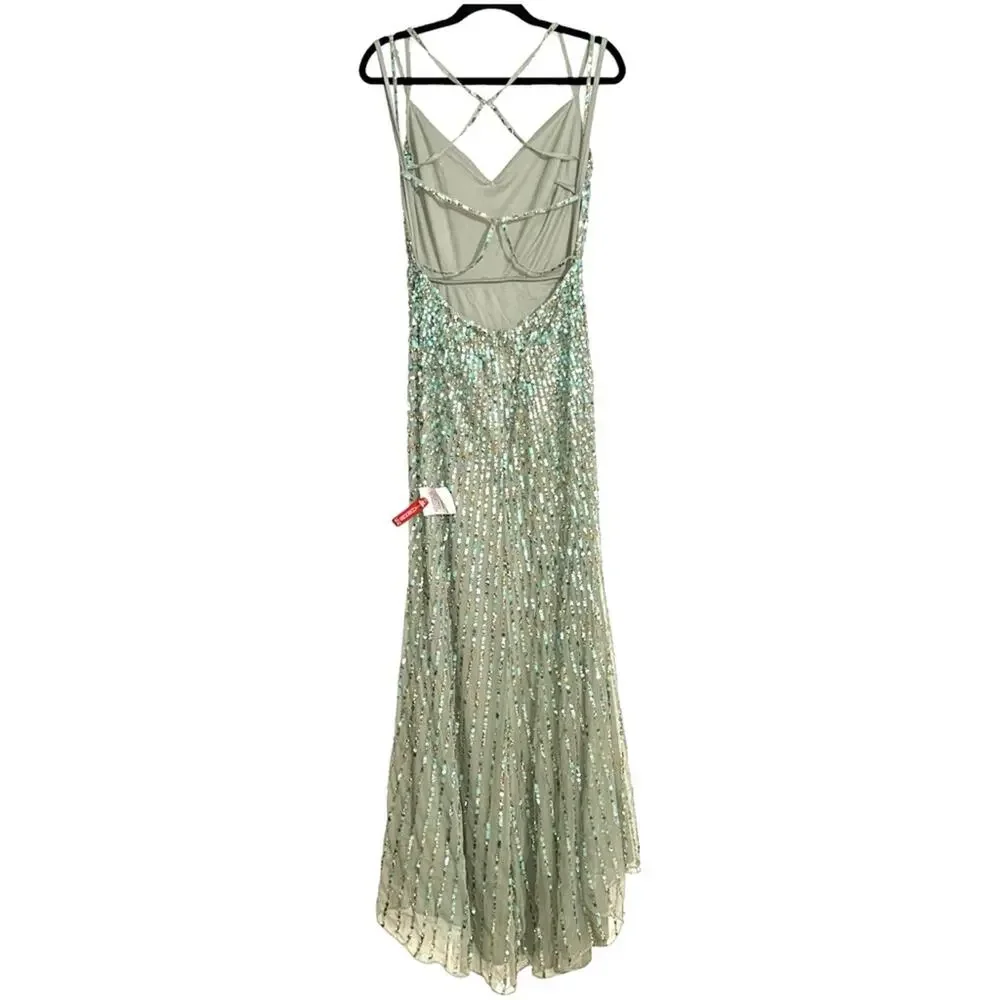 NWOT Mac Duggal Sequin Sleeveless Gown sz 6 in Sage 10702